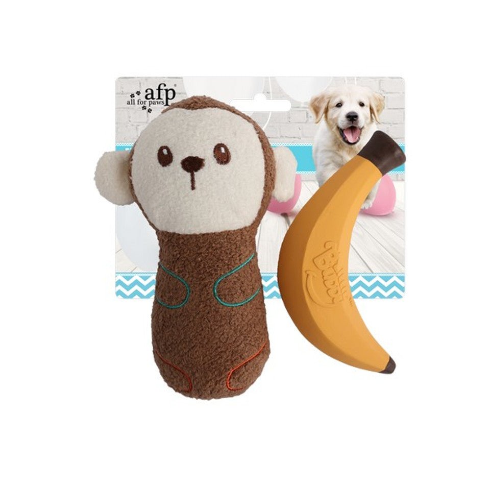 All For Paws Little Buddy Happy Monkey (2 Pack) - Wuffies