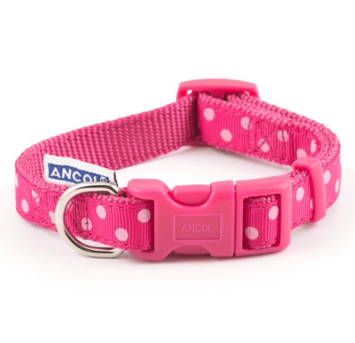 Ancol Nylon Polka Dot Dog Collar (Pink) - Wuffies