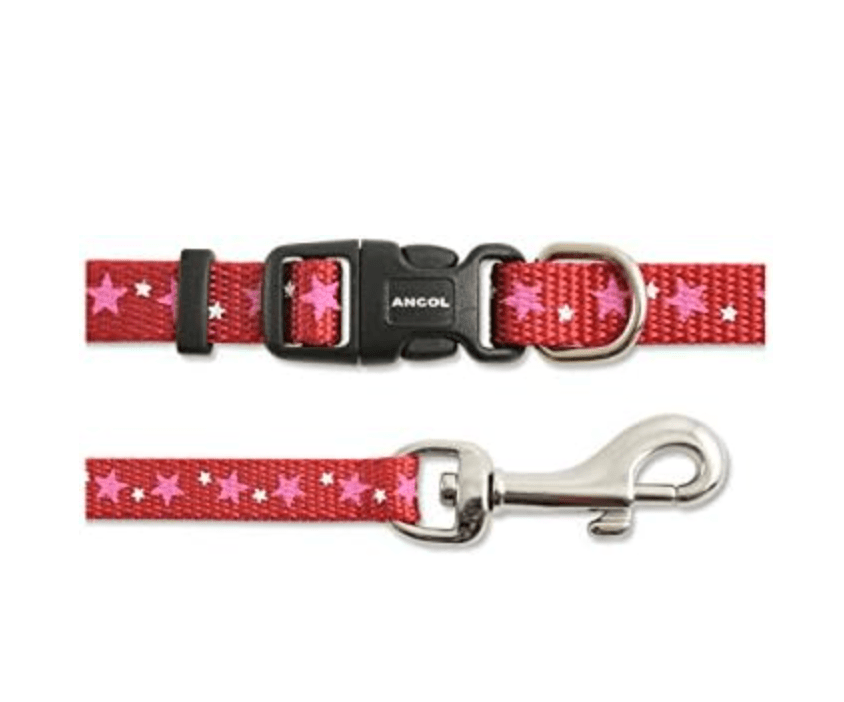 Ancol Puppy Collar & Lead Set (Stars Red) - Wuffies