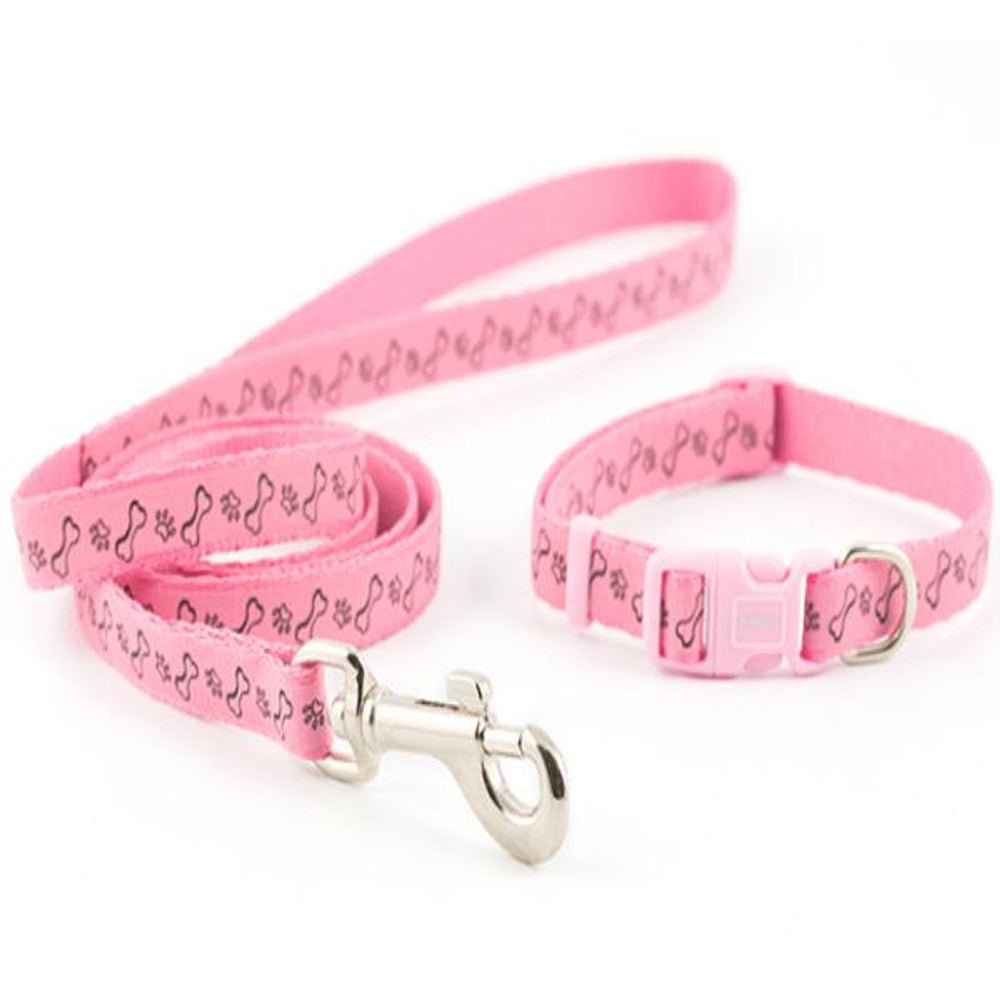 Ancol Small Bite Paw & Bone Collar & Lead Set (Pink) - Wuffies