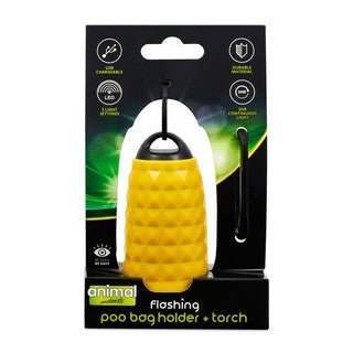 Animal Instincts Flashing Safety Poop Bag Holder & Torch (Yellow) - Wuffies