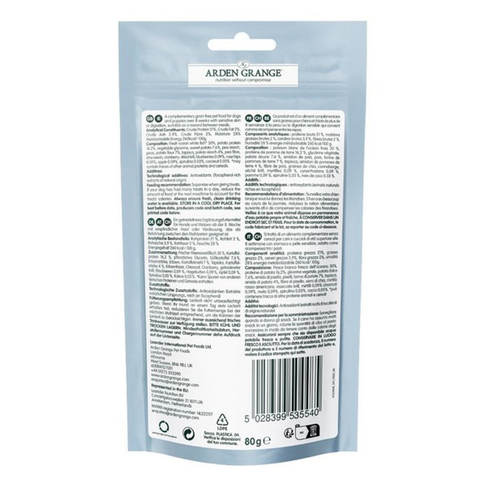 Arden Grange Sensitive Training Treats Grain - Free White Fish & Potato (80g) - Wuffies