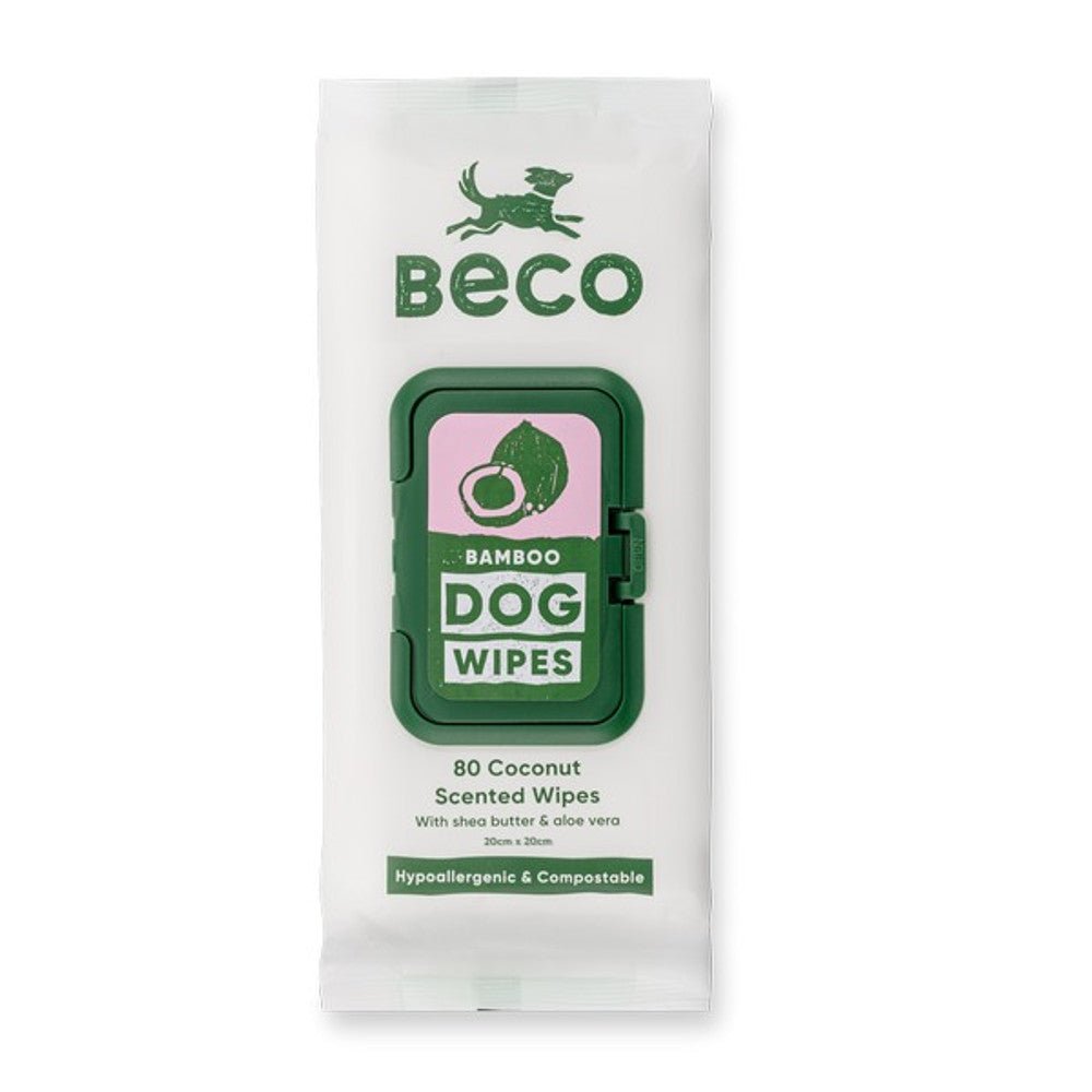 Beco Bamboo Dog Wipes Coconut (80 Wipes) - Wuffies