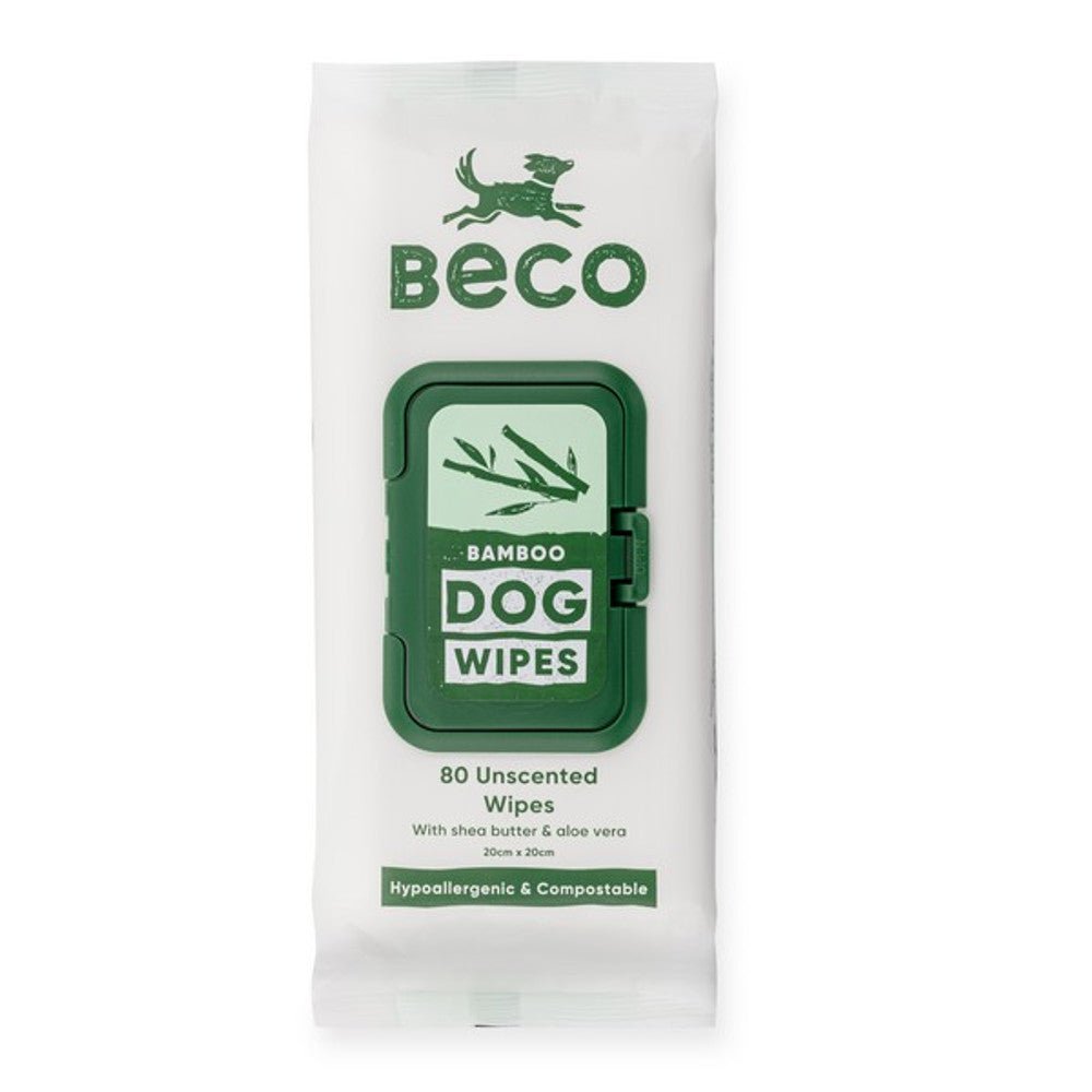 Beco Bamboo Dog Wipes Unscented (80 Wipes) - Wuffies