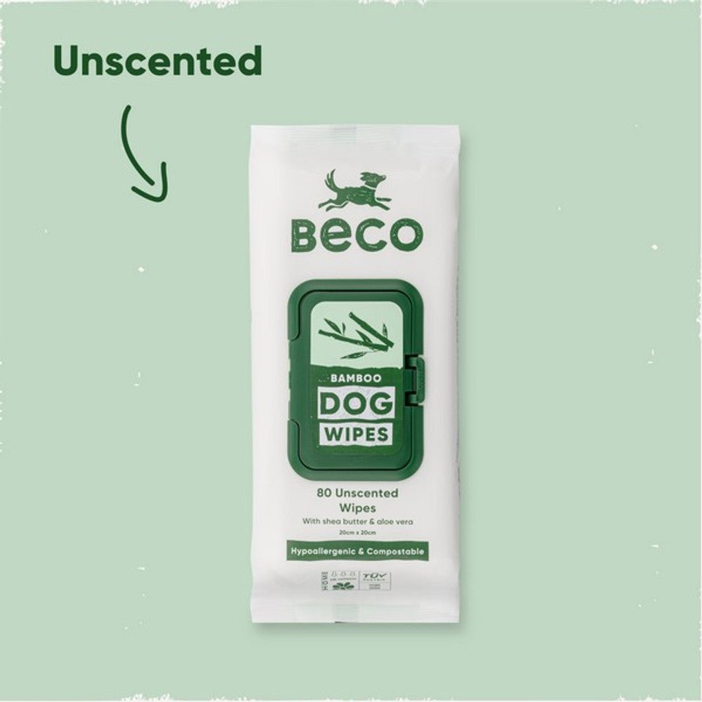 Beco Bamboo Dog Wipes Unscented (80 Wipes) - Wuffies
