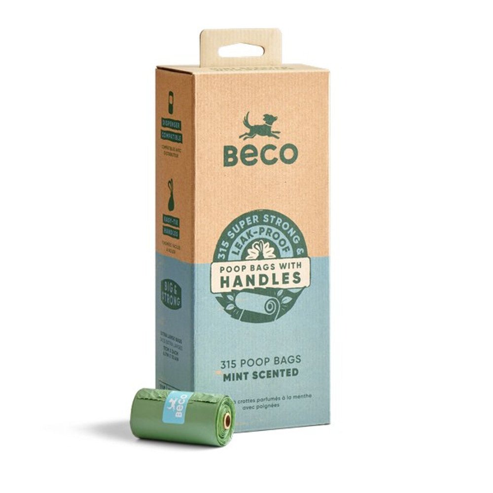 Beco Large Poop Bags w/ Handles Mint Scented (315 Poop Bags) - Wuffies