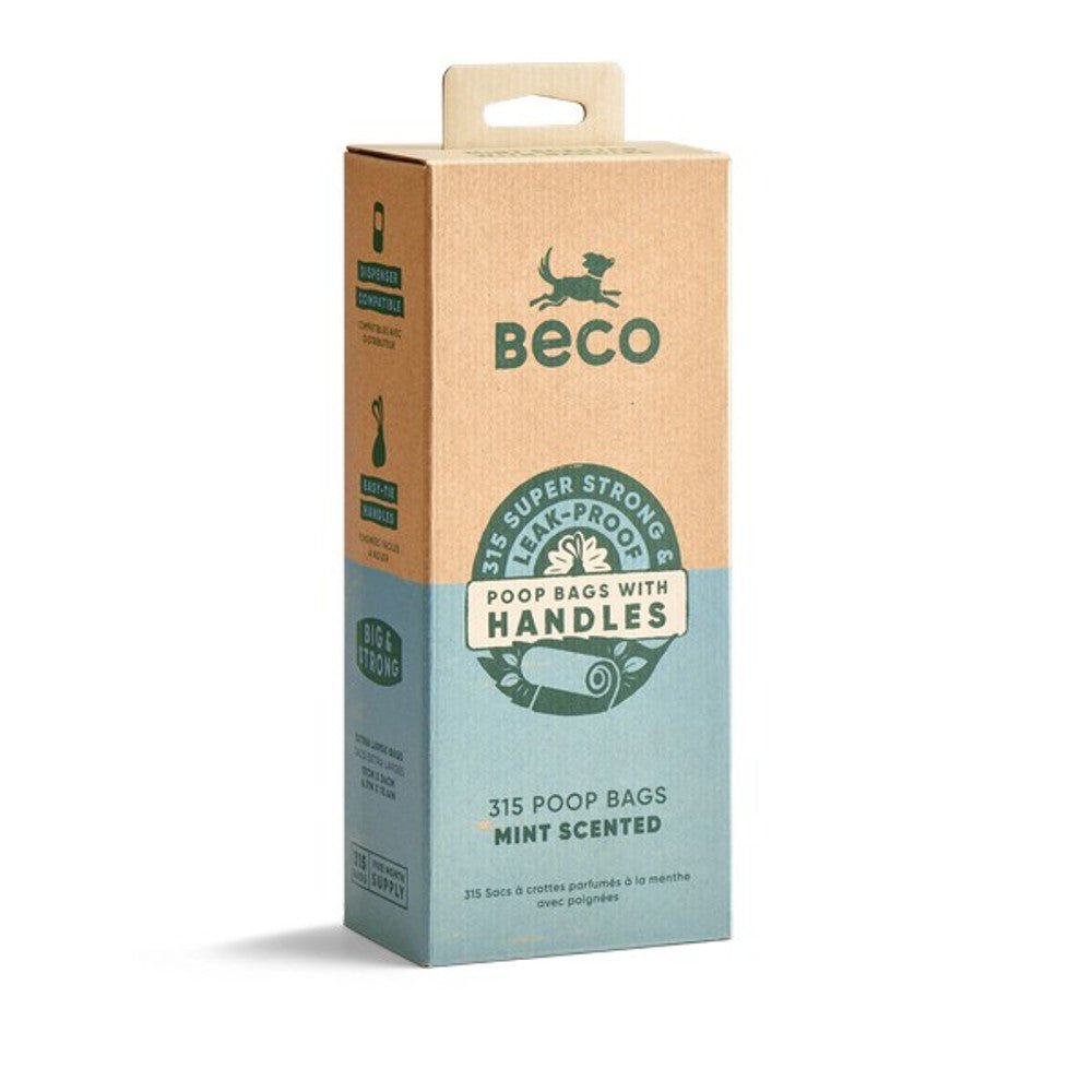Beco Large Poop Bags w/ Handles Mint Scented (315 Poop Bags) - Wuffies