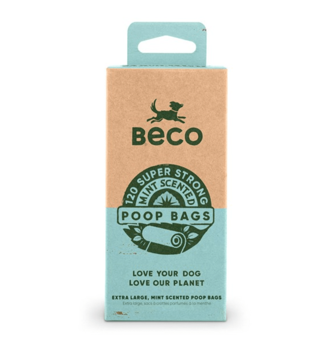 Beco Mint Scented Compostable Dog Poop Bags (120 Bags) - Wuffies