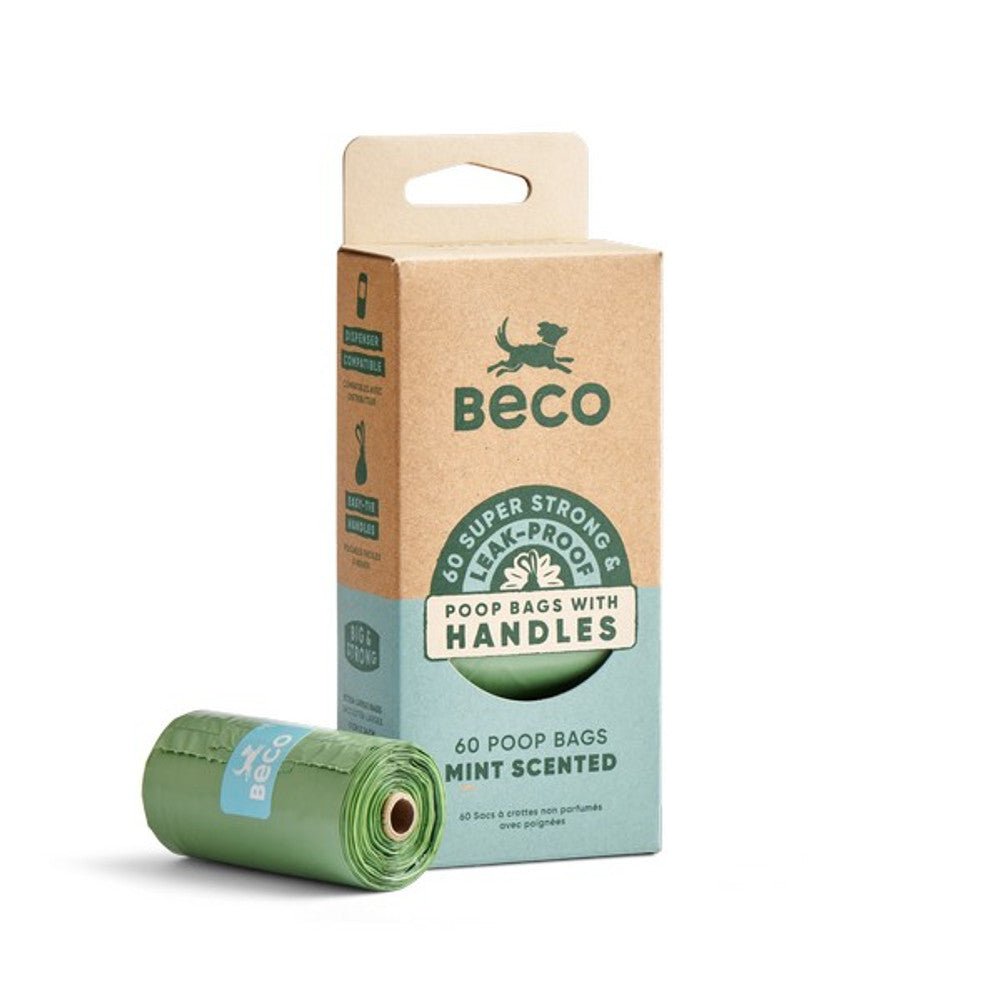 Beco Poop Bags Mint Scented with Handles (60 Poop Bags) - Wuffies