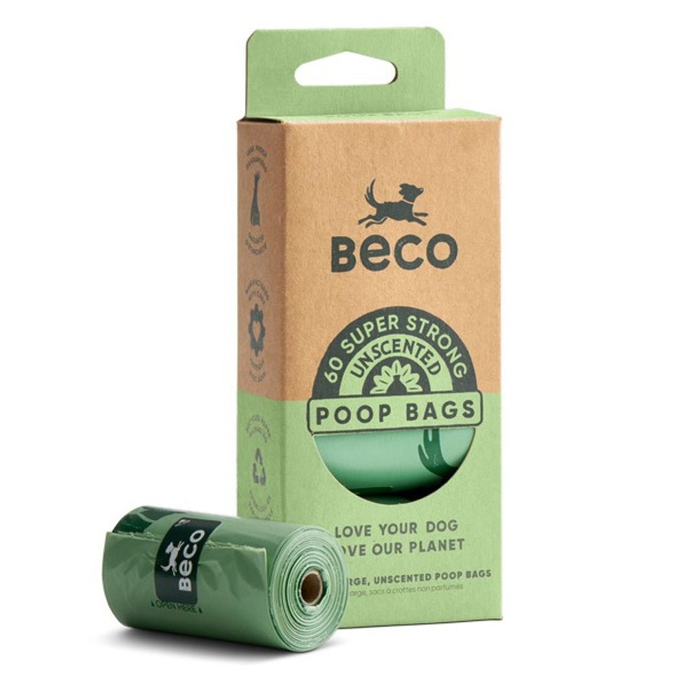 Beco Unscented Recycled Poop Bags w/ Handles (60 Poop Bags) - Wuffies