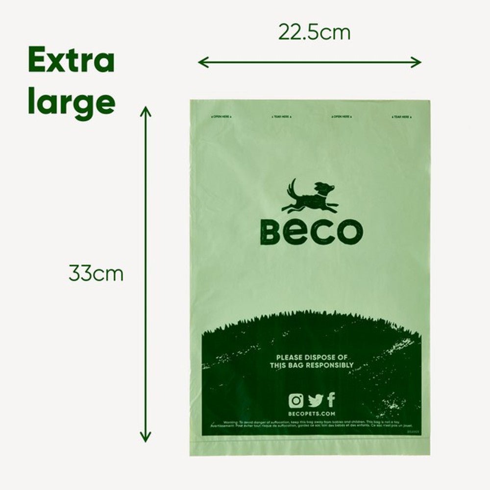 Beco Unscented Recycled Poop Bags w/ Handles (60 Poop Bags) - Wuffies