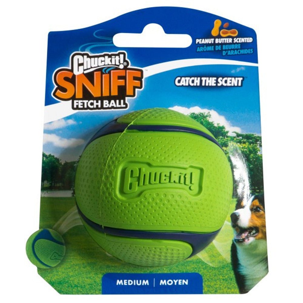 Chuckit! Sniff Fetch Ball Peanut Butter (Single, Medium) - Wuffies