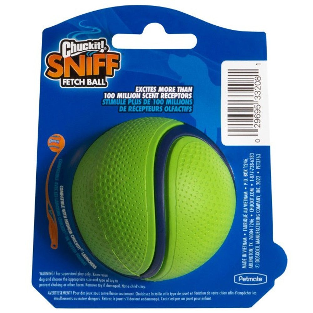 Chuckit! Sniff Fetch Ball Peanut Butter (Single, Medium) - Wuffies