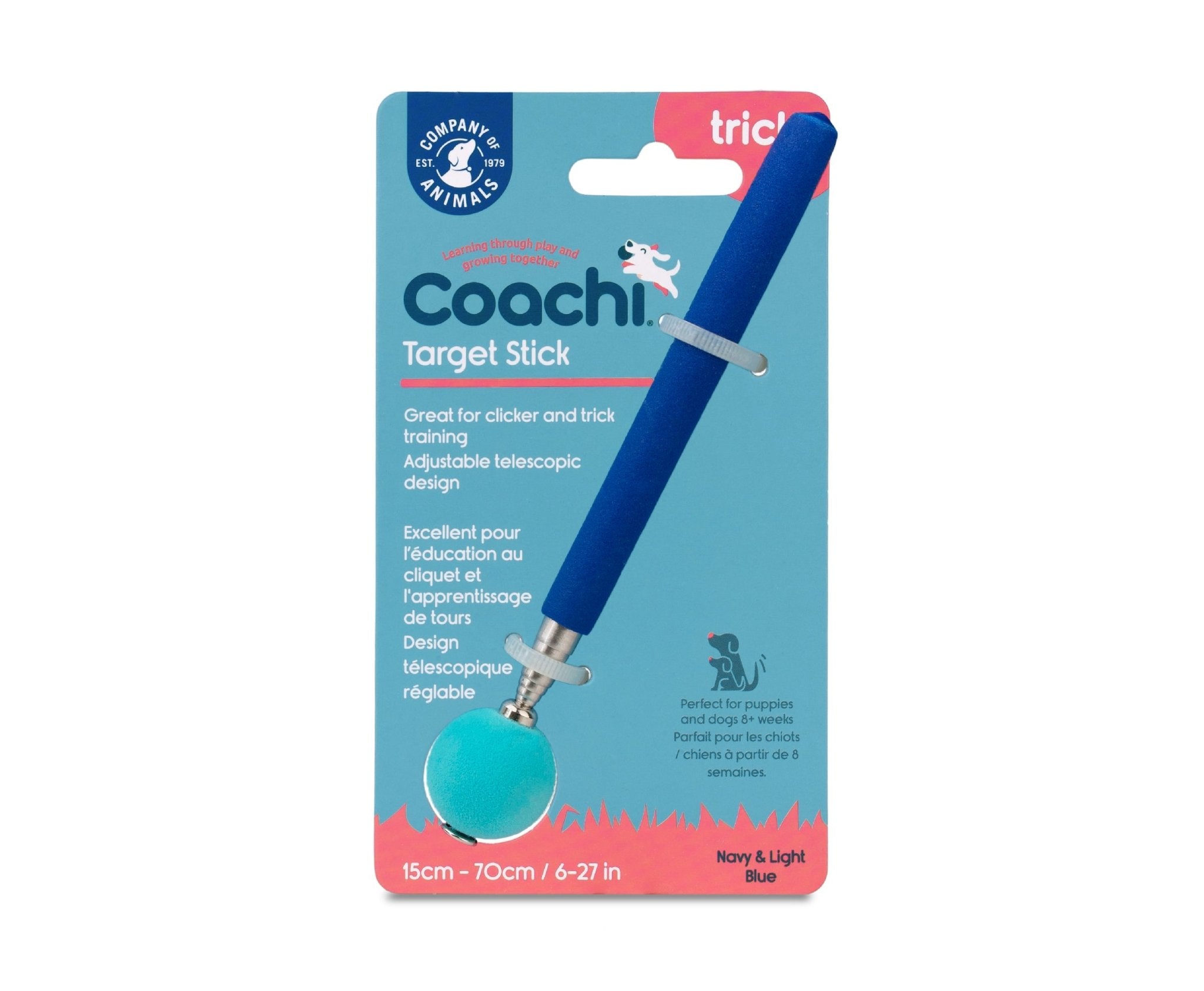 Coachi Dog Training Target Stick (Navy & Light Blue) - Wuffies