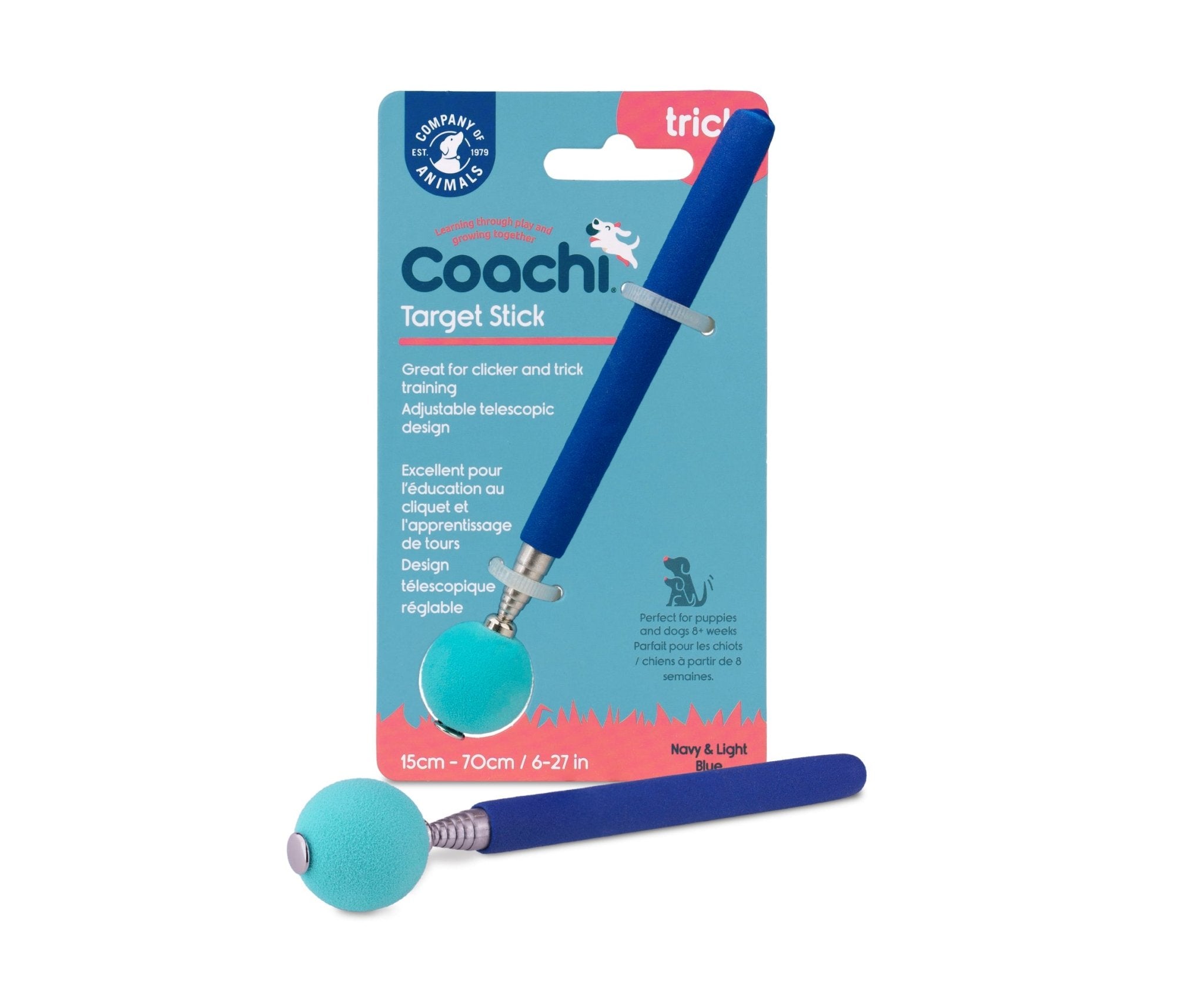 Coachi Dog Training Target Stick (Navy & Light Blue) - Wuffies