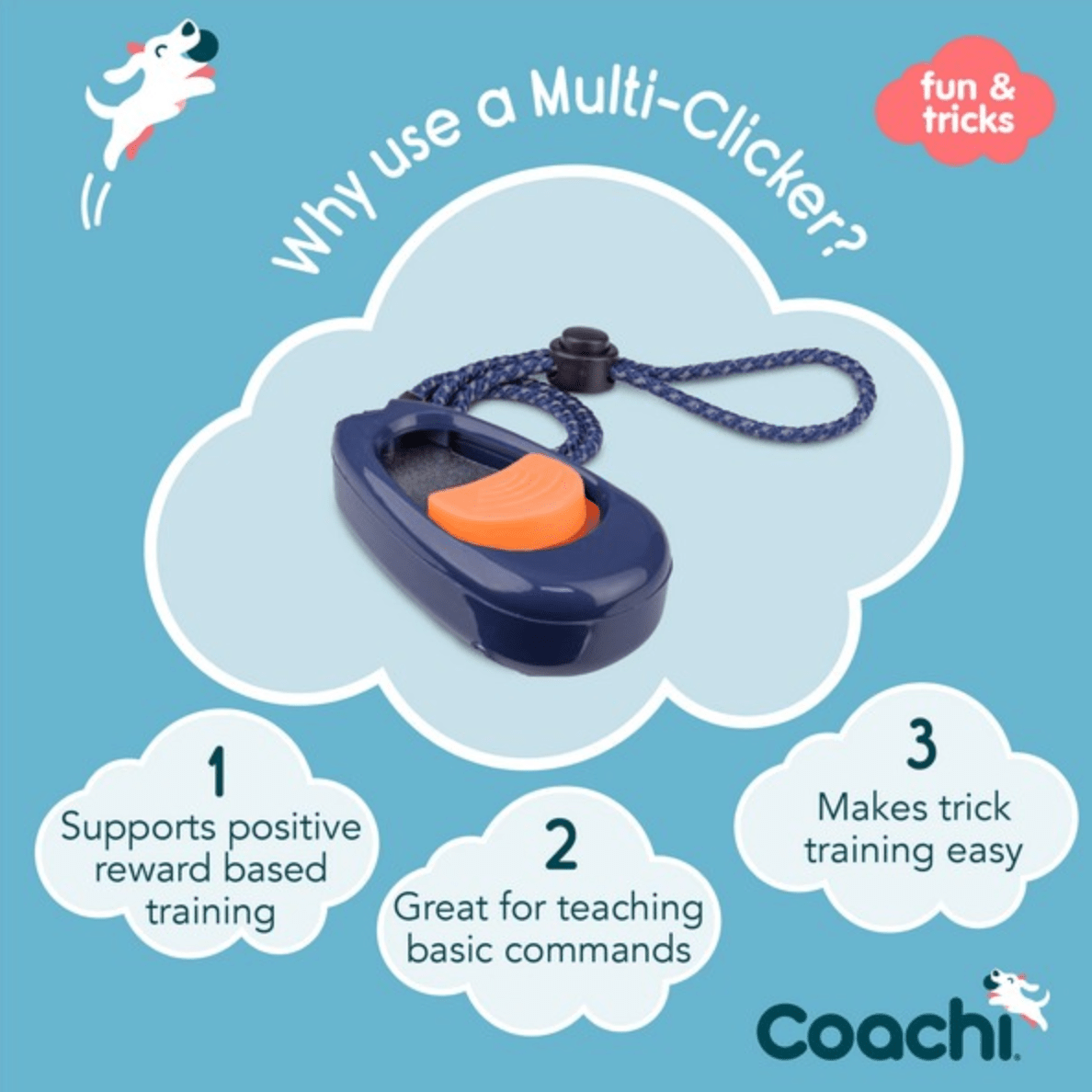 Coachi Multi - Clicker Button (Navy & Coral Button) - Wuffies