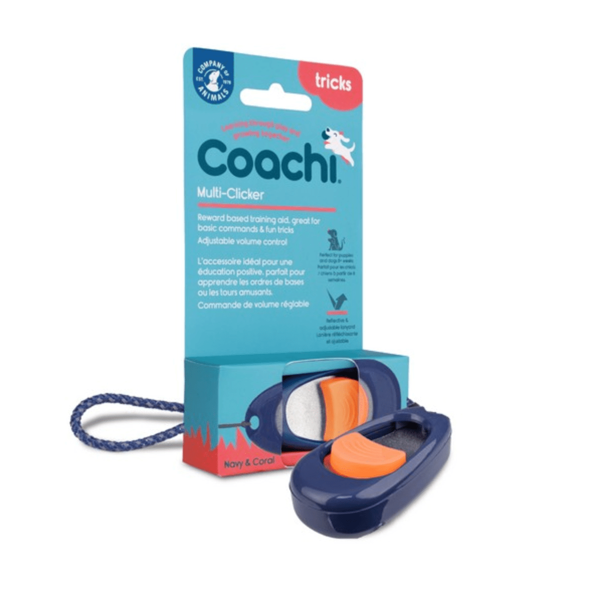 Coachi Multi - Clicker Button (Navy & Coral Button) - Wuffies