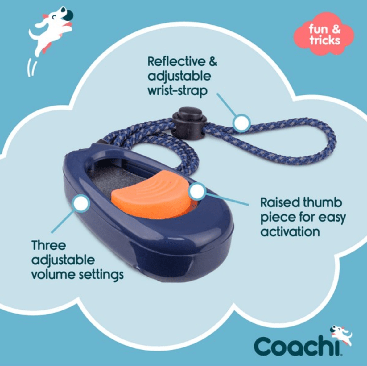Coachi Multi - Clicker Button (Navy & Coral Button) - Wuffies