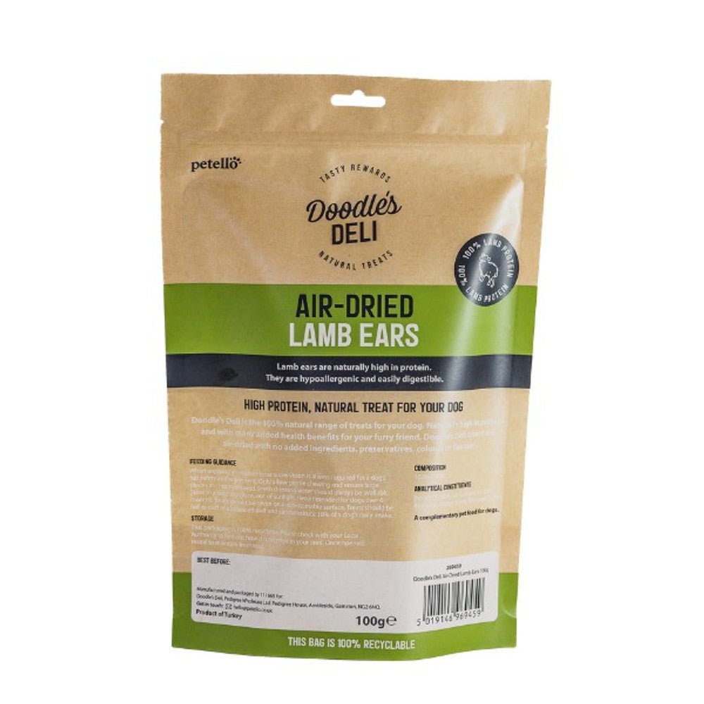Doodle's Deli Air Dried Lamb Ears without Hair (100g) - Wuffies