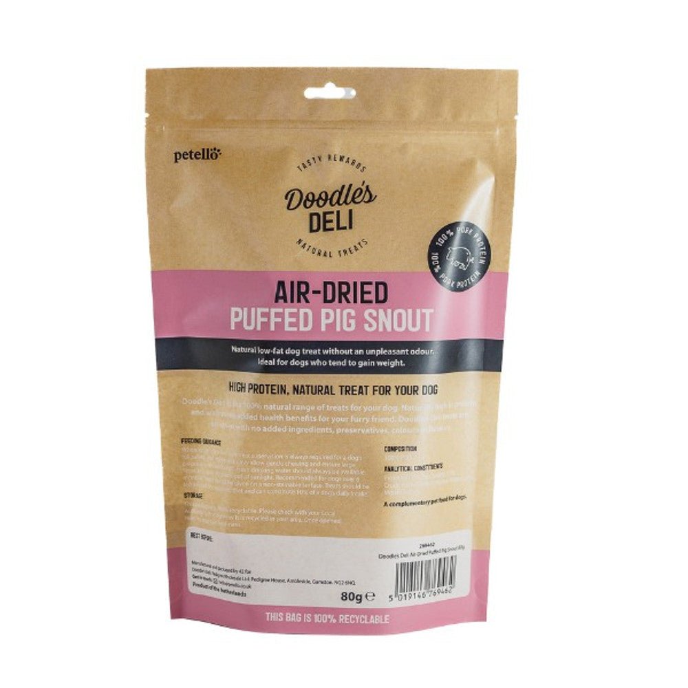 Doodle's Deli Air Dried Puffed Pigs Snout (80g) - Wuffies