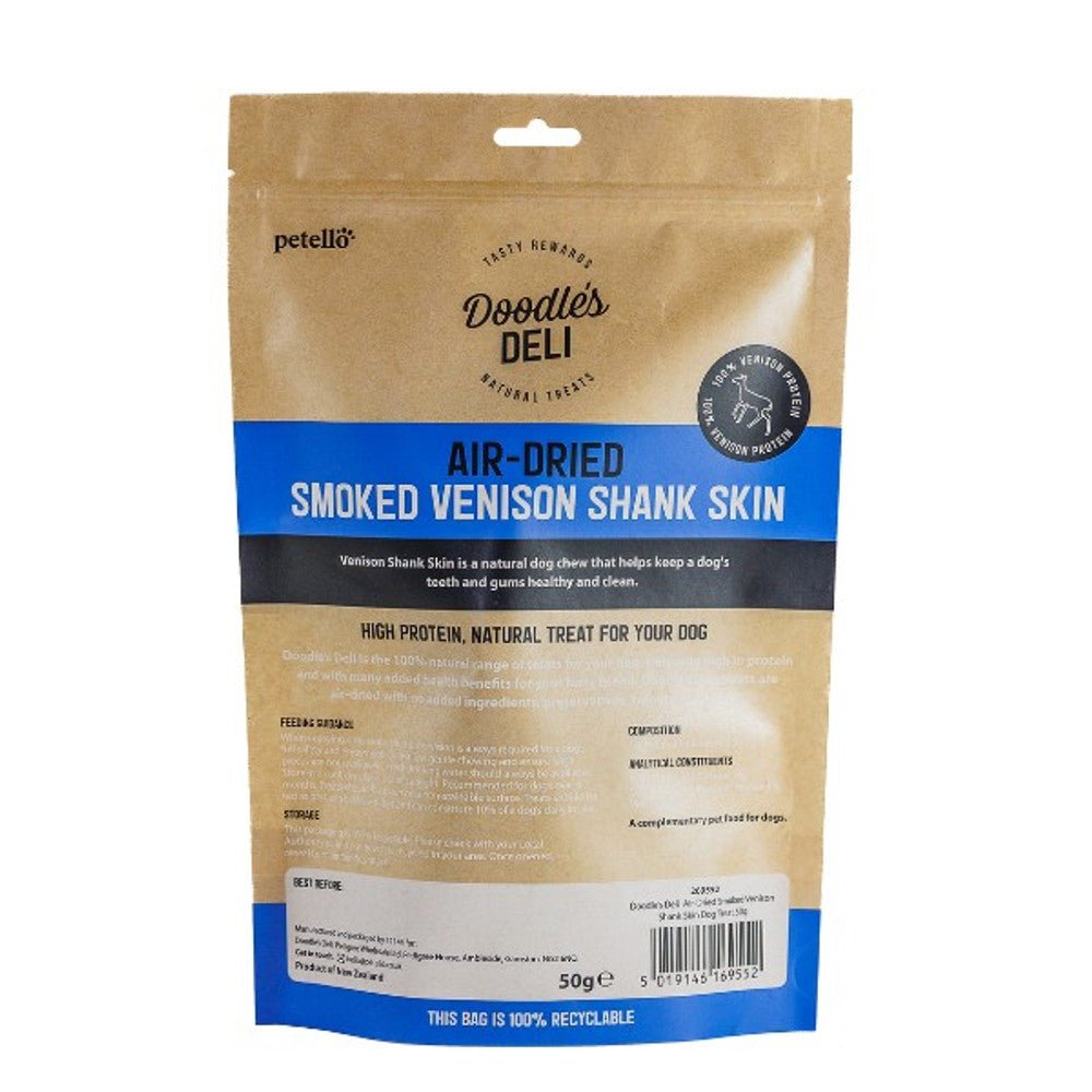 Doodle's Deli Air Dried Smoked Venison Shank Skin (50g) - Wuffies