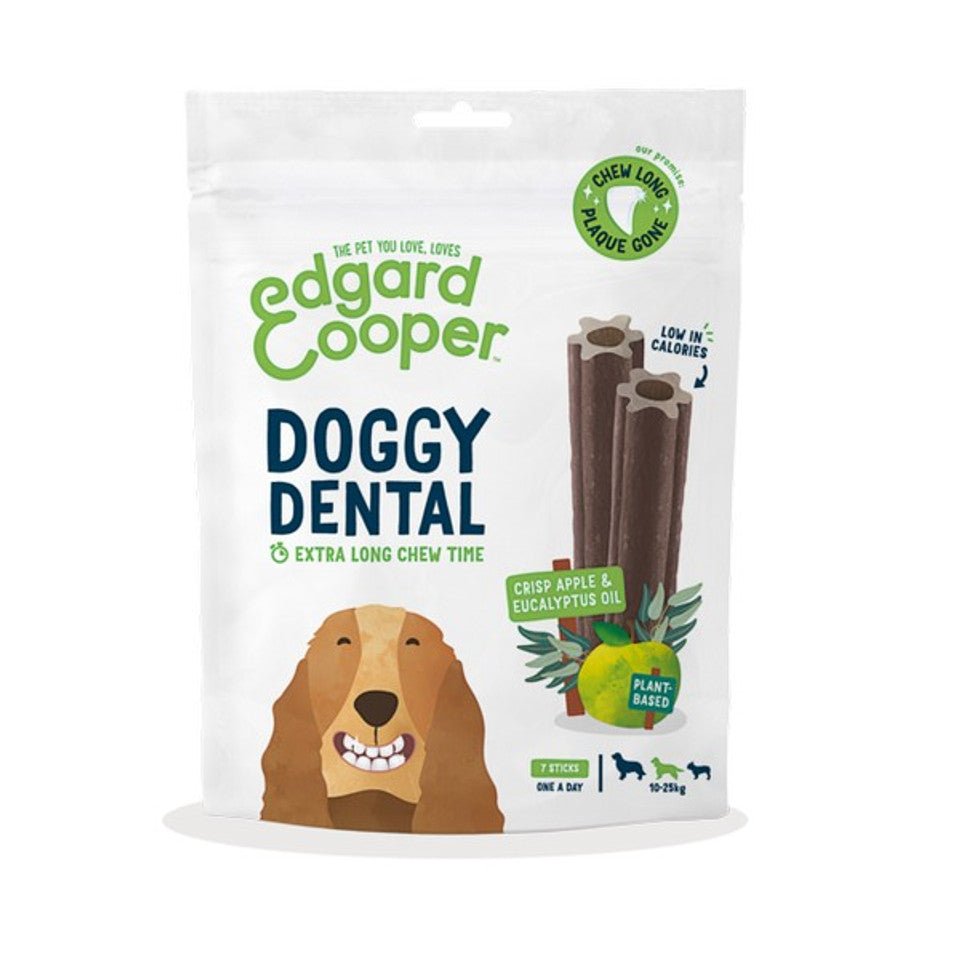 Edgard & Cooper Dog Adult Dental Sticks Apple & Eucalyptus (7 Sticks, Medium) - Wuffies