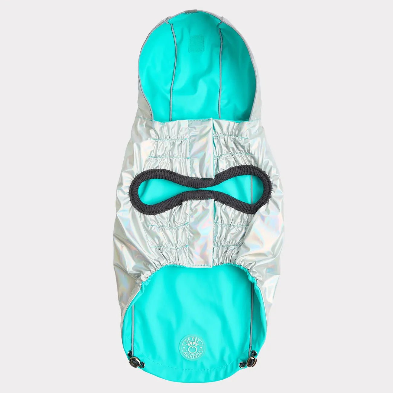 Elasto - Fit Reversible Dog Raincoat (Neon Aqua & Iridescent) - Wuffies