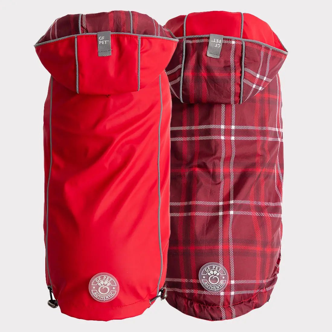 Elasto - Fit Reversible Dog Raincoat (Red Plaid) - Wuffies