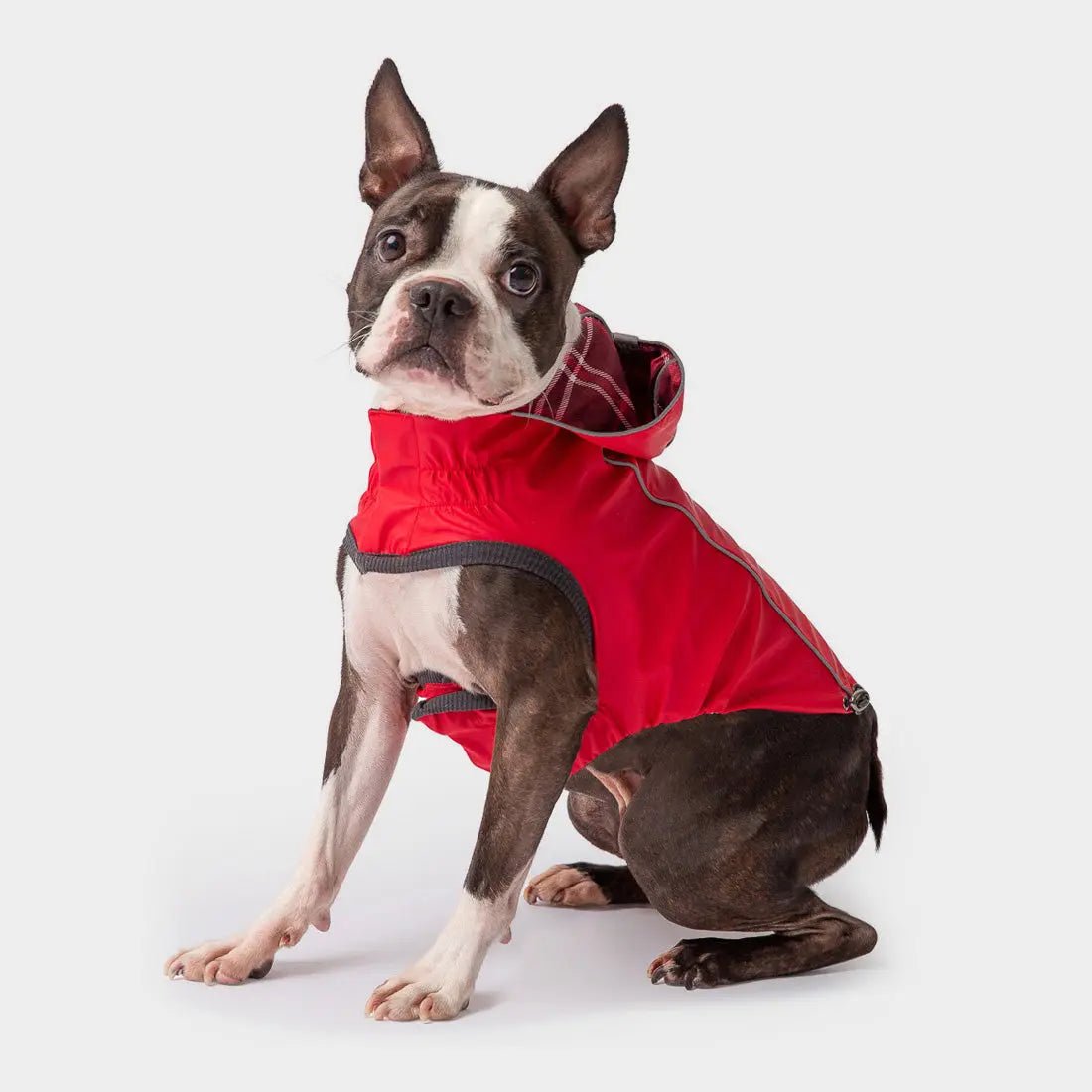 Elasto - Fit Reversible Dog Raincoat (Red Plaid) - Wuffies