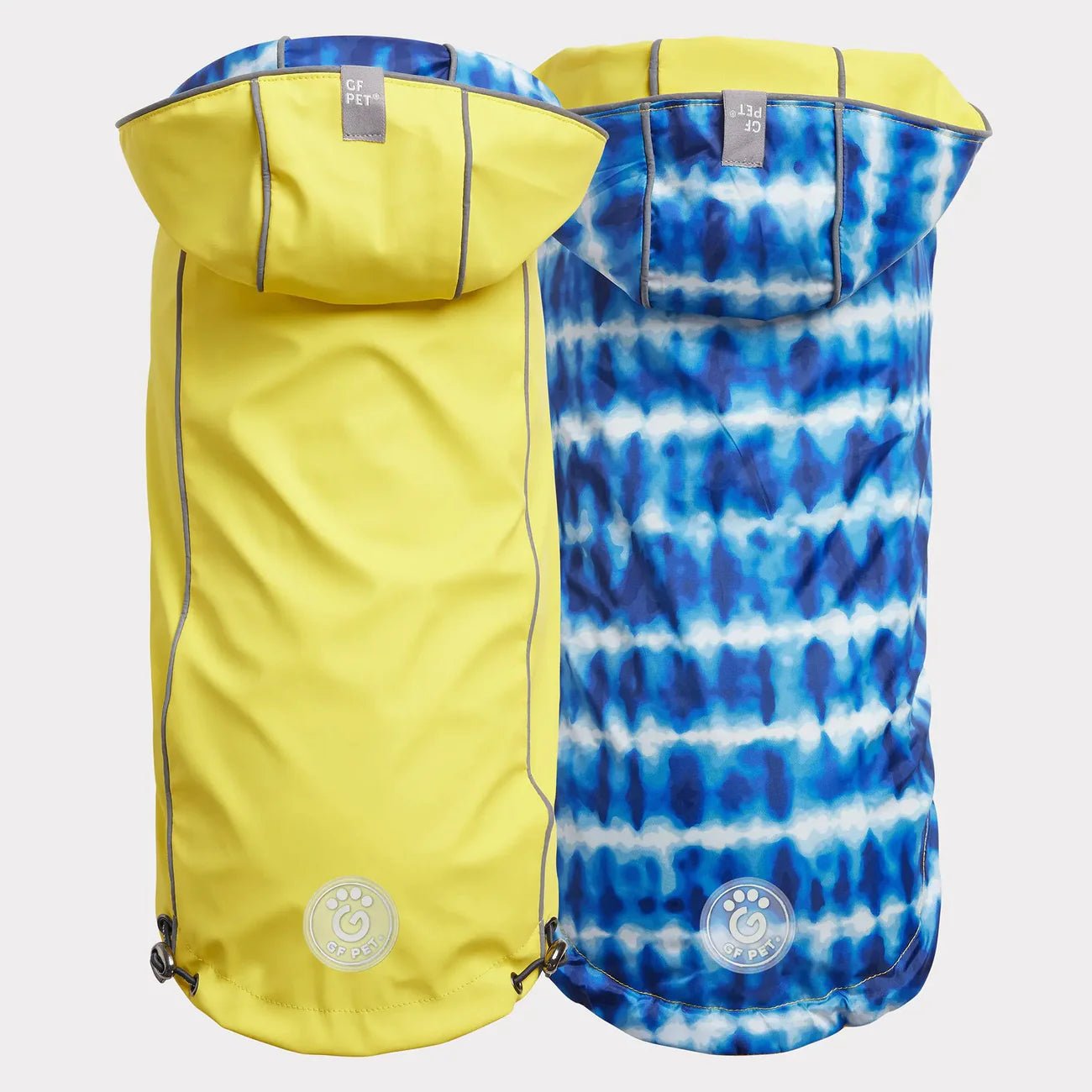 Elasto - Fit Reversible Dog Raincoat (Yellow Tie - Dye) - Wuffies