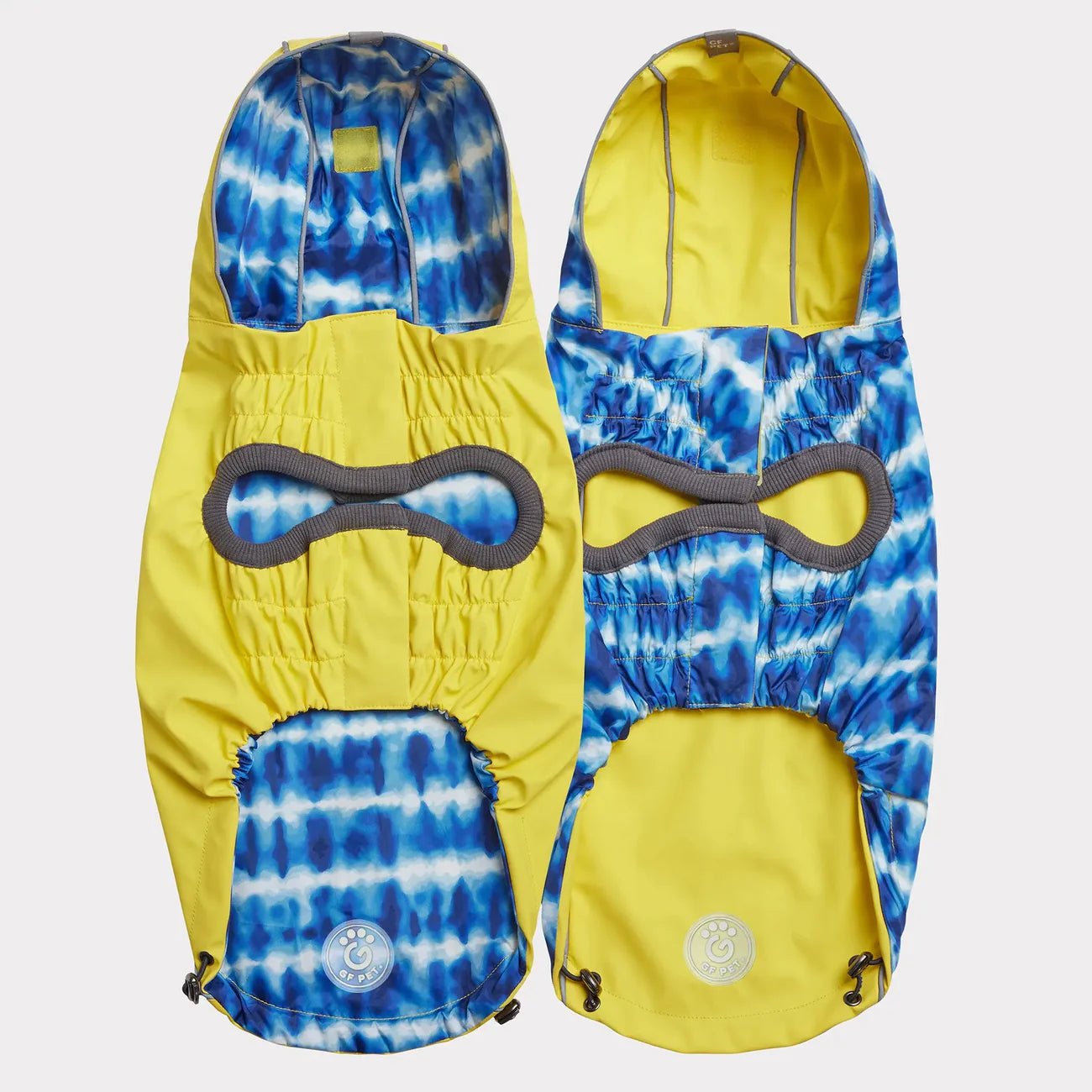 Elasto - Fit Reversible Dog Raincoat (Yellow Tie - Dye) - Wuffies