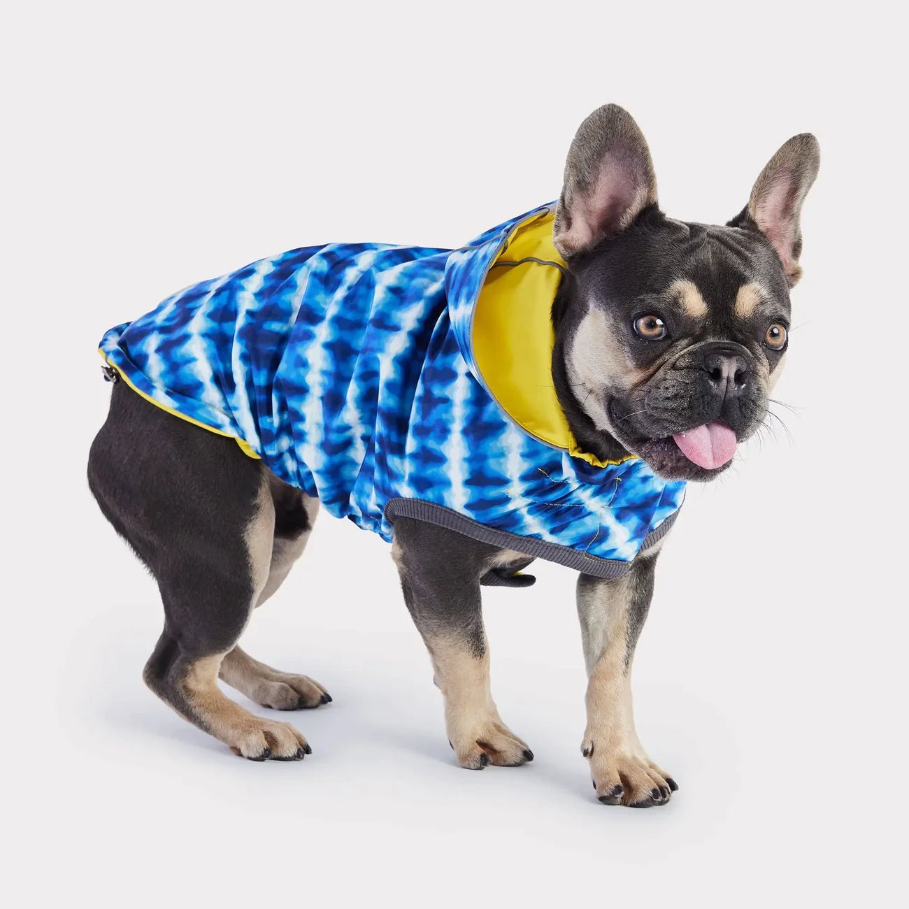 Elasto - Fit Reversible Dog Raincoat (Yellow Tie - Dye) - Wuffies