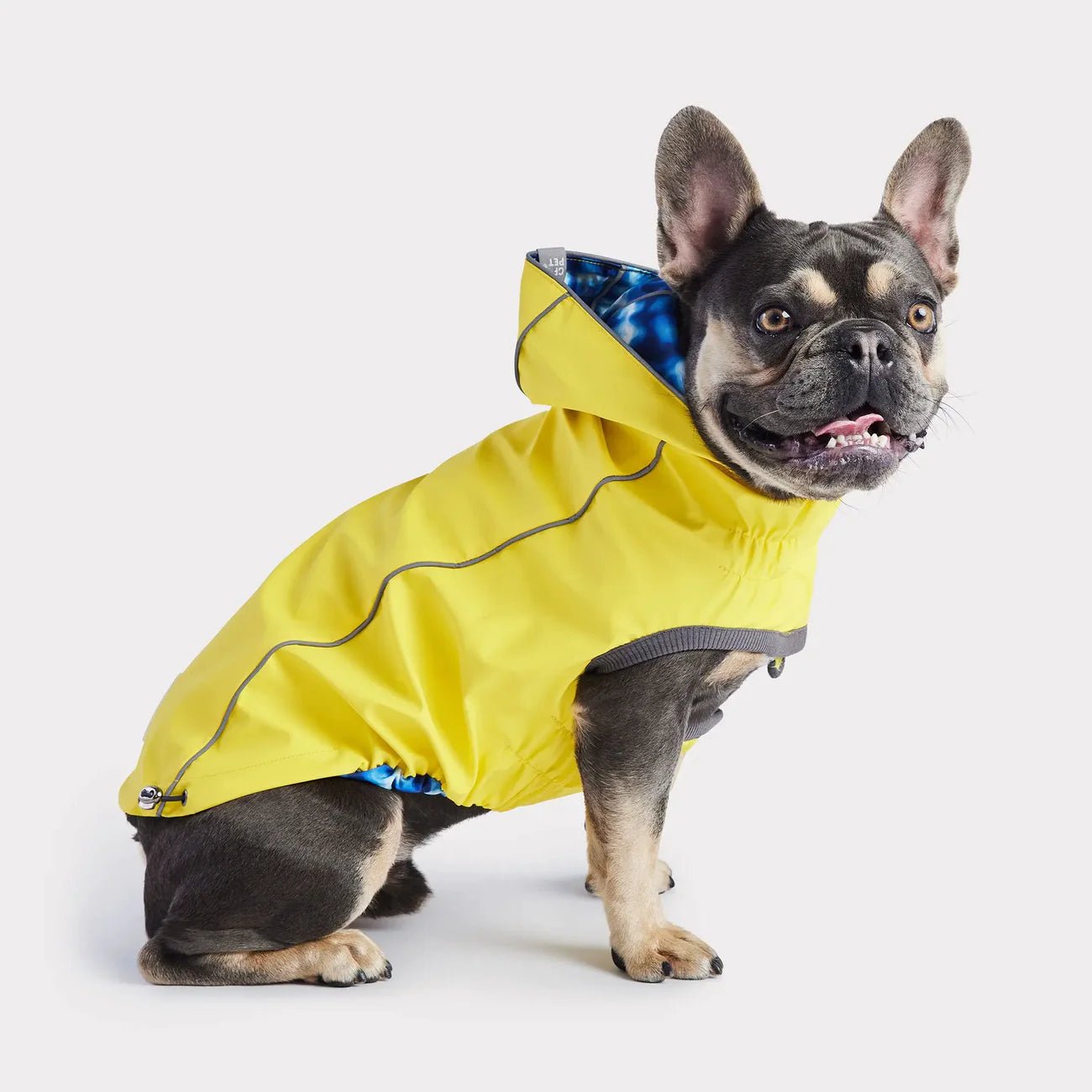 Elasto - Fit Reversible Dog Raincoat (Yellow Tie - Dye) - Wuffies