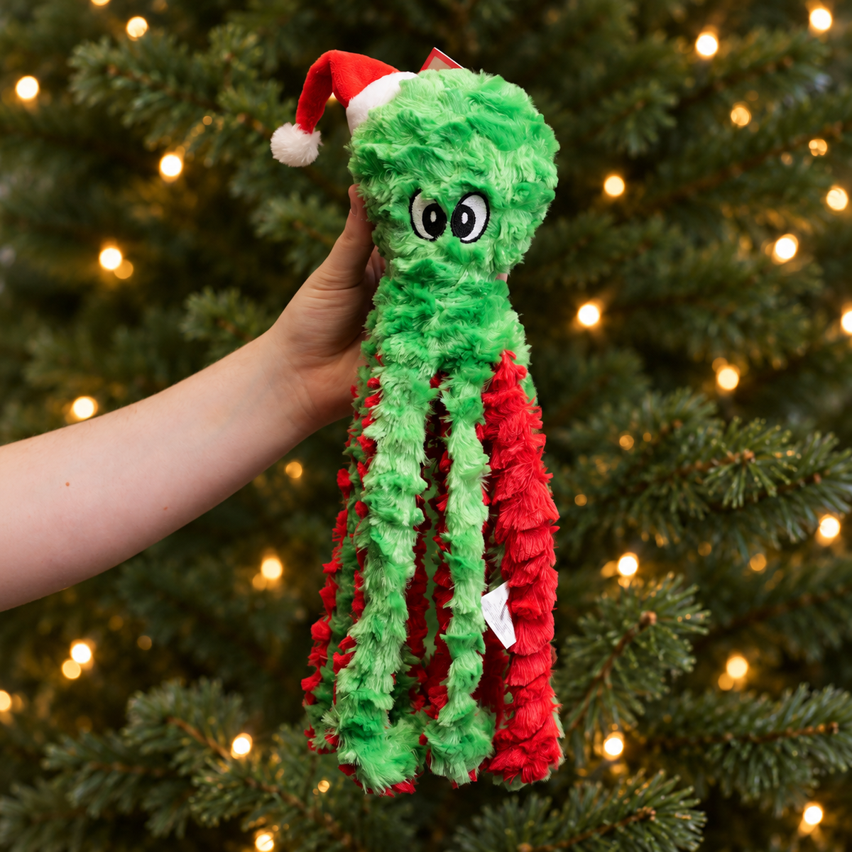House of Paws Plush Christmas Octopus Dog Toy