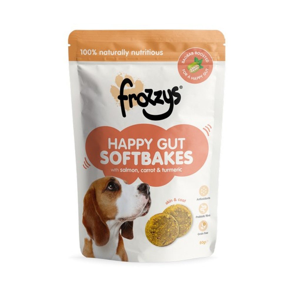 Frozzys Happy Gut Softbakes Salmon, Carrot & Tumeric Flavour with BAOBAB (80g) - Wuffies