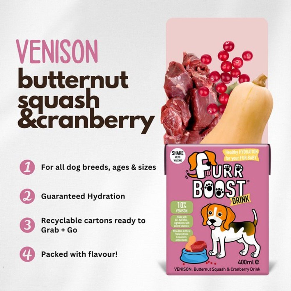 Furr Boost Venison, Butternut Squash & Cranberry Dog Smoothie (400ml) - Wuffies