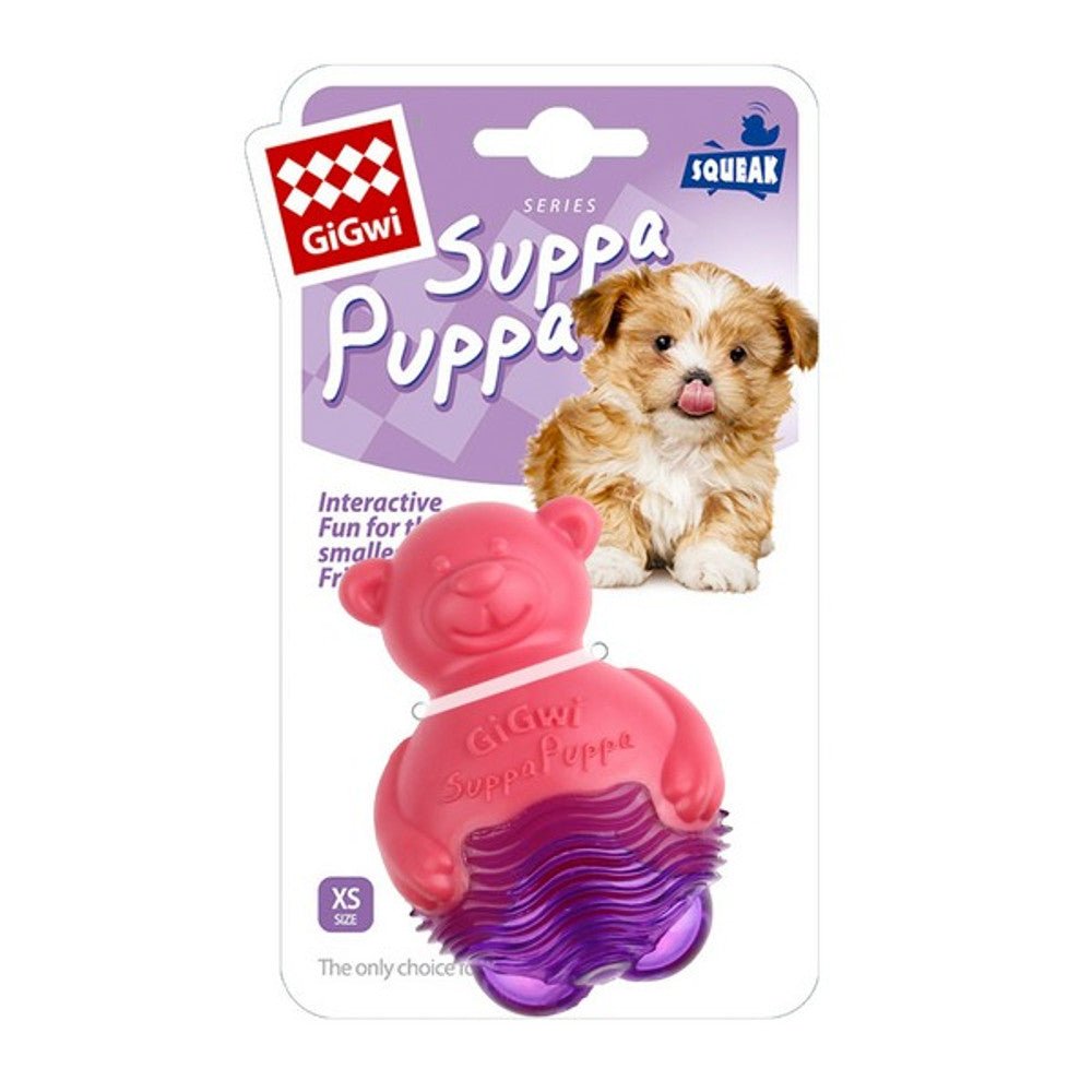 GiGwi Suppa Puppa Bear with Squeaker (Pink) - Wuffies