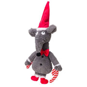 House of Paws Grey Plush Christmas Rat Dog Toy - Wuffies