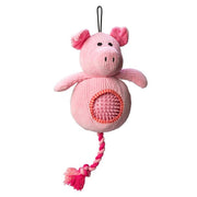 House Of Paws Pig Plush Cord Dog Toy w/ Spiky Ball - Wuffies