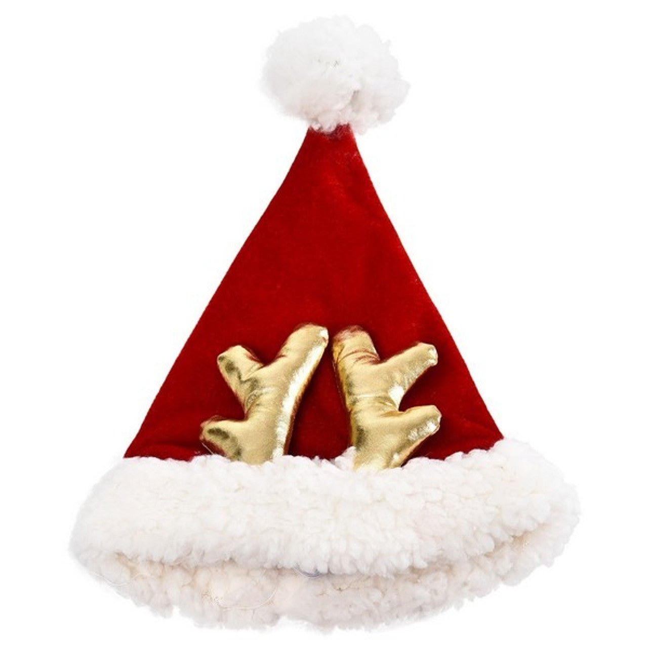 House of Paws Red santa Hat with Antlers (One Size) - Wuffies