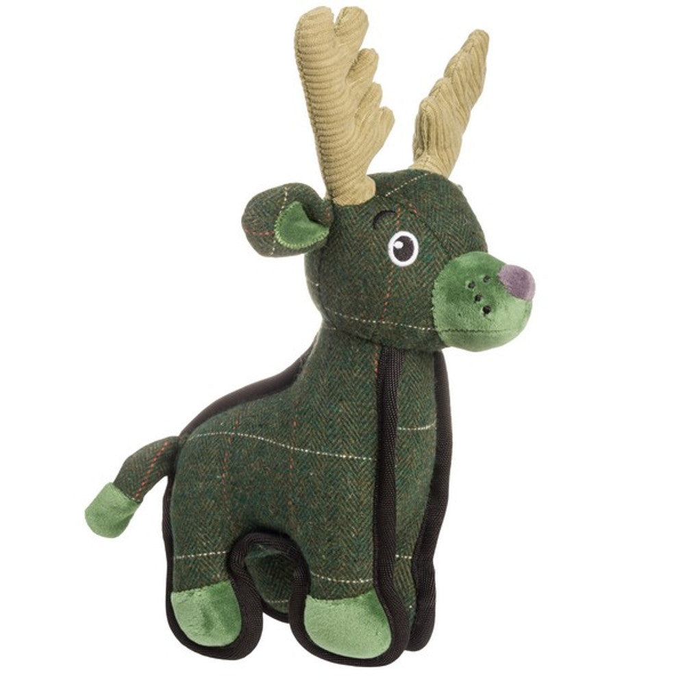 House of Paws Green Tweed Deer Dog Toy