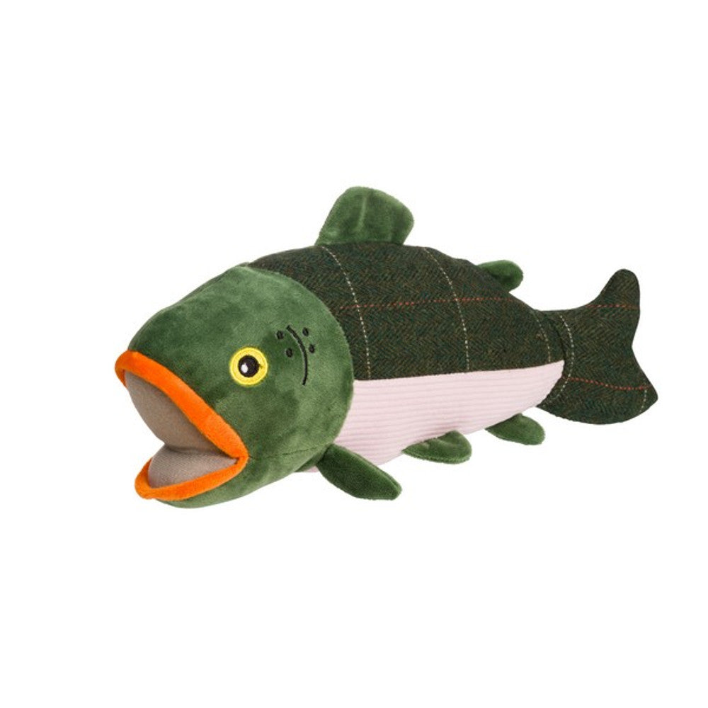 House of Paws Green Tweed Salmon Dog Toy