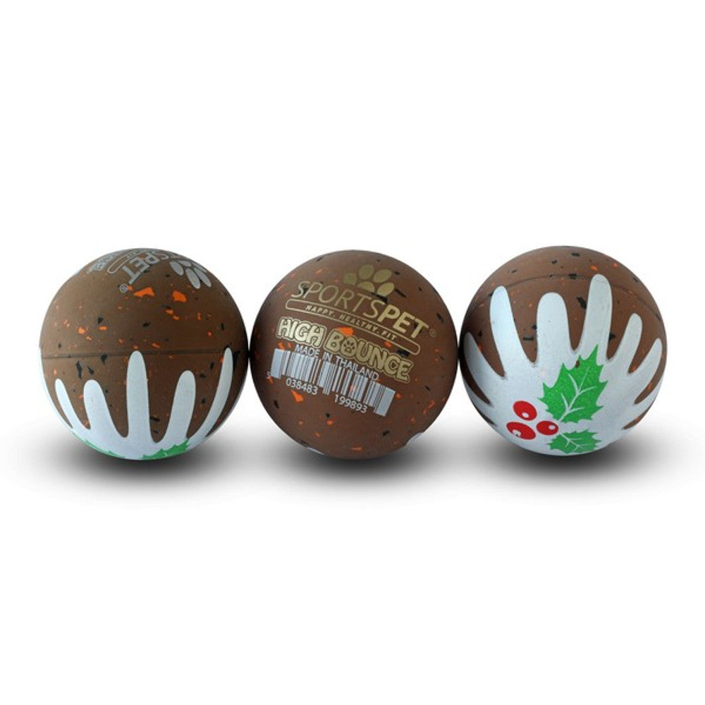 Sportspet Christmas Pudding High Bounce Ball for Dogs (3 Pack)