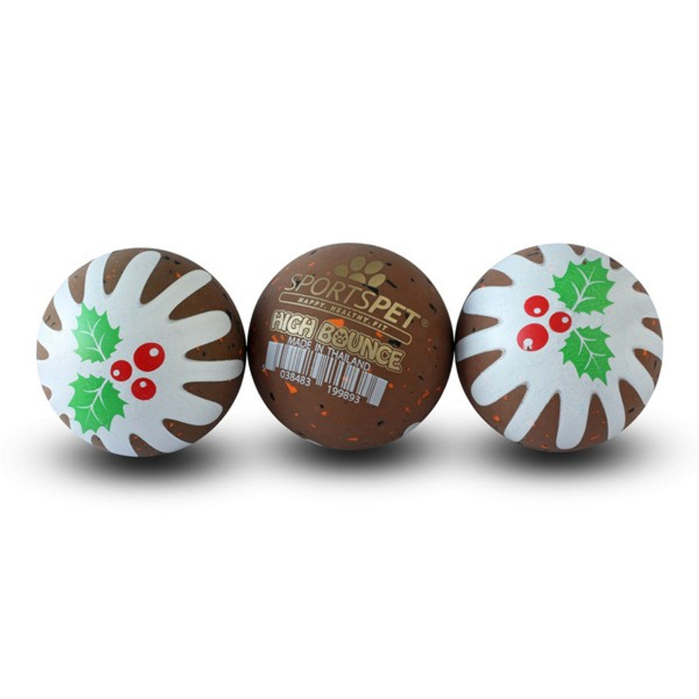 Sportspet Christmas Pudding High Bounce Ball for Dogs (3 Pack)