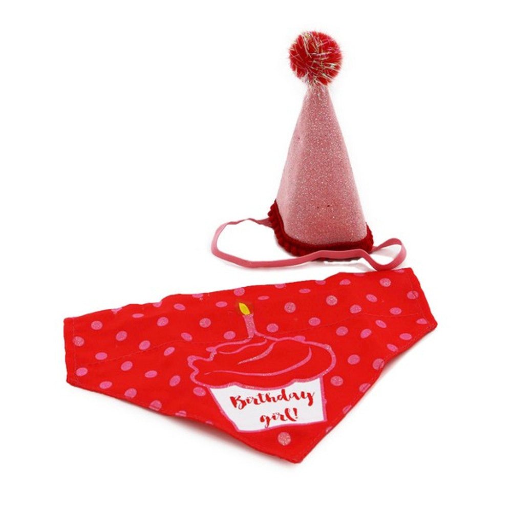 It's My Birthday Hat & Bandana (Pink) - Wuffies