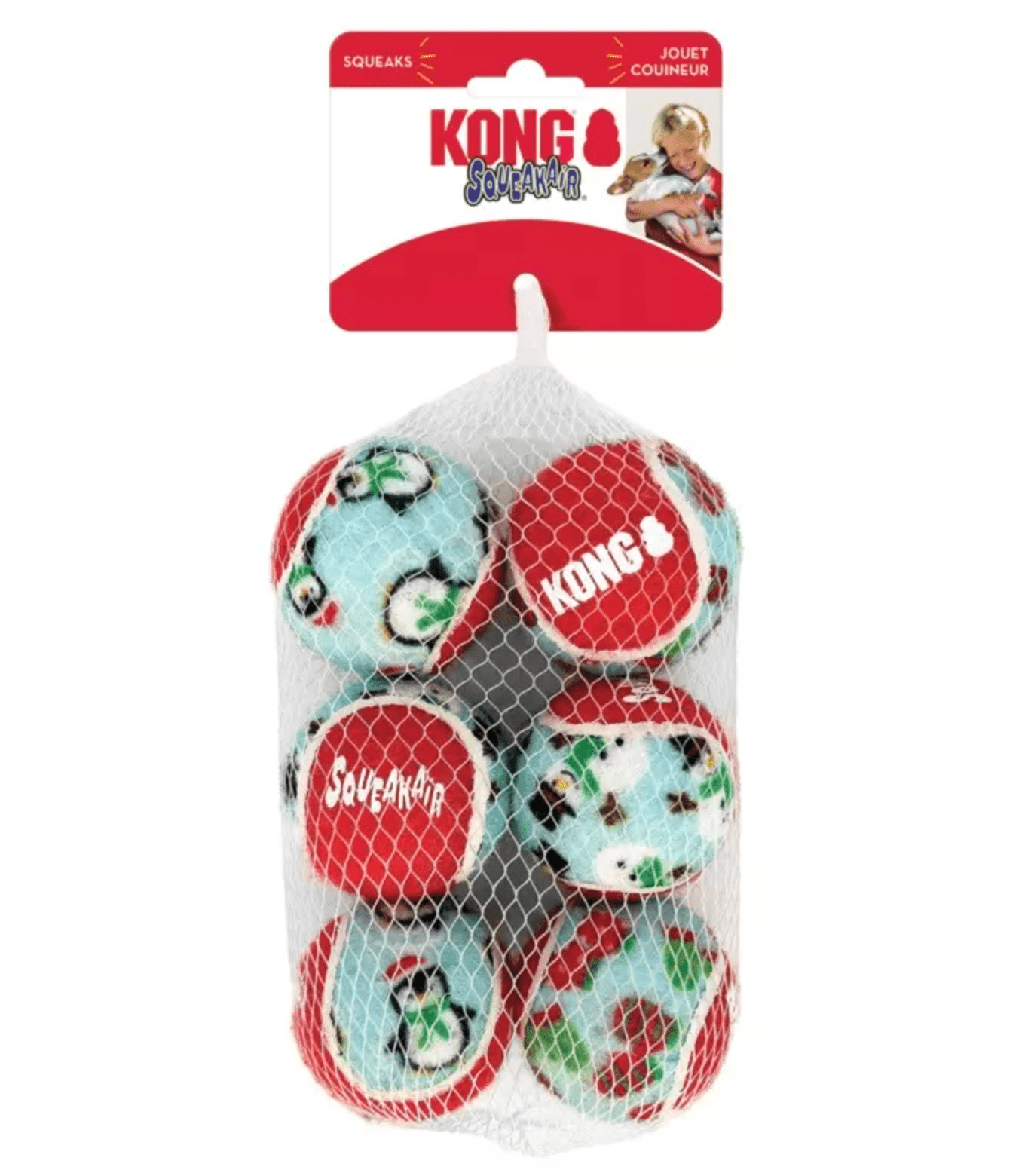 KONG Holiday SqueakAir Balls for Dogs (6 Pack, Various Sizes) - Wuffies