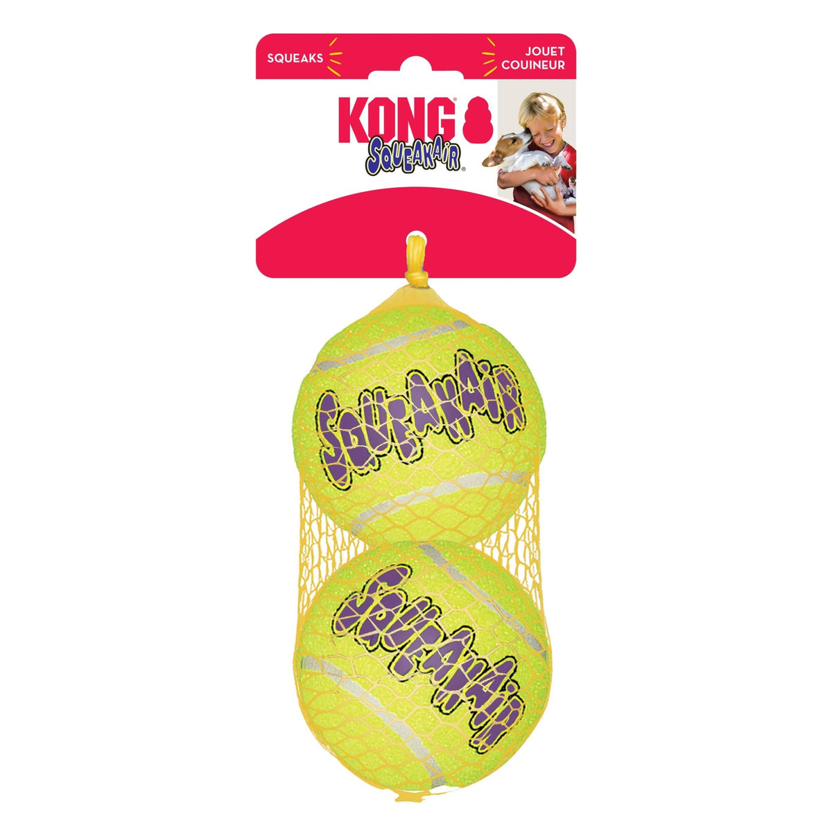 KONG SqueakAir Tennis Ball (Large, 2 Pack) - Wuffies
