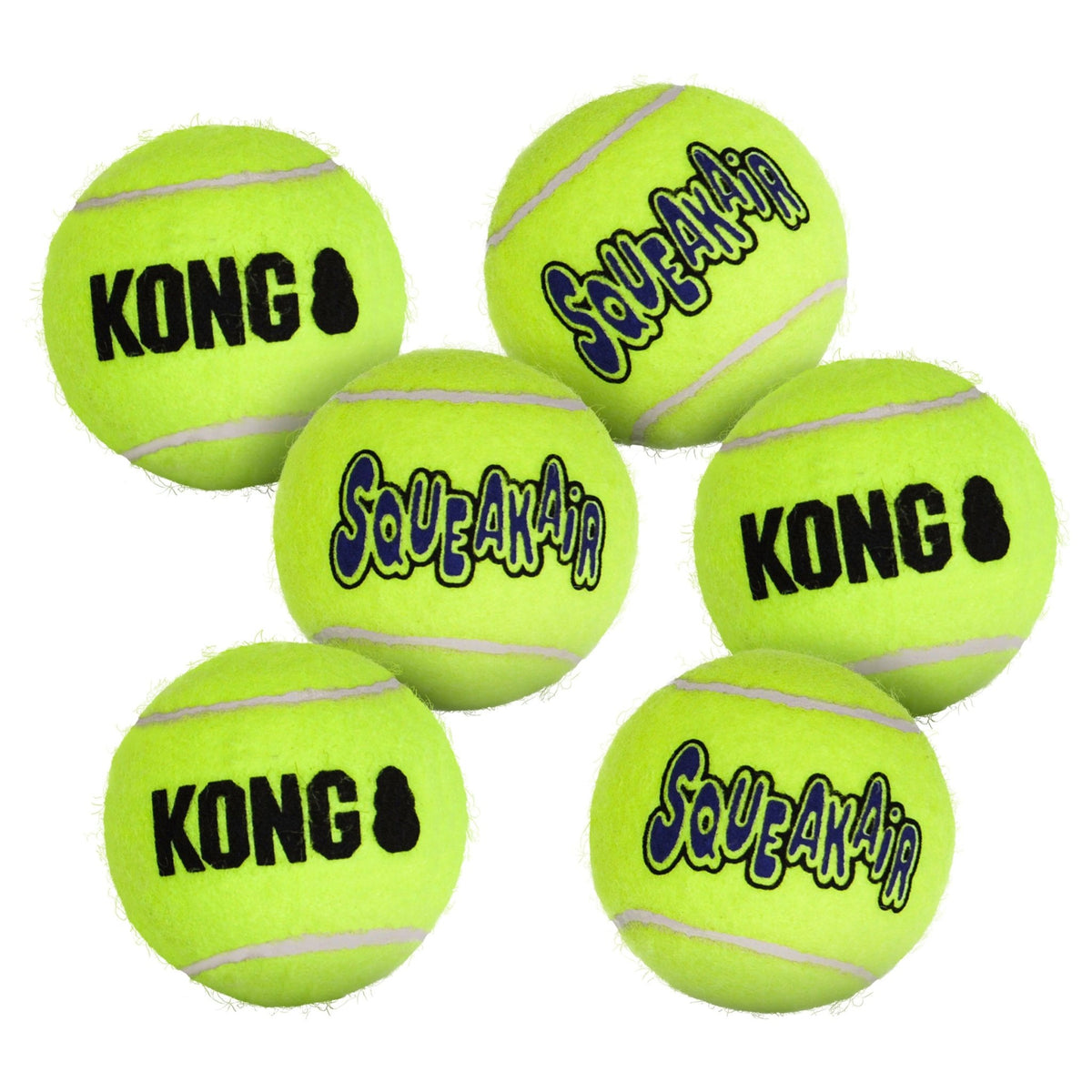 KONG SqueakAir Tennis Ball (Medium, 6 Pack) - Wuffies