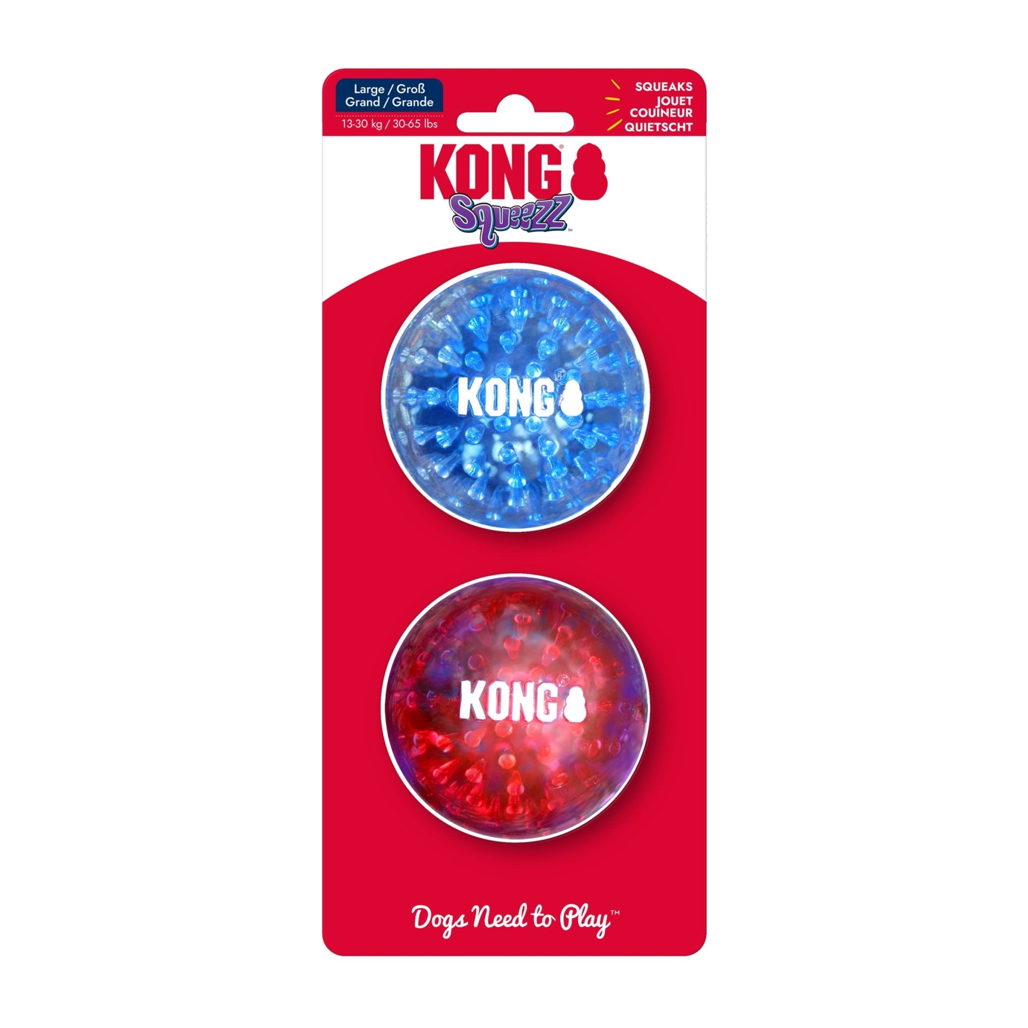 KONG Squeezz Geodz 2 - Pack (Assorted, Large) - Wuffies