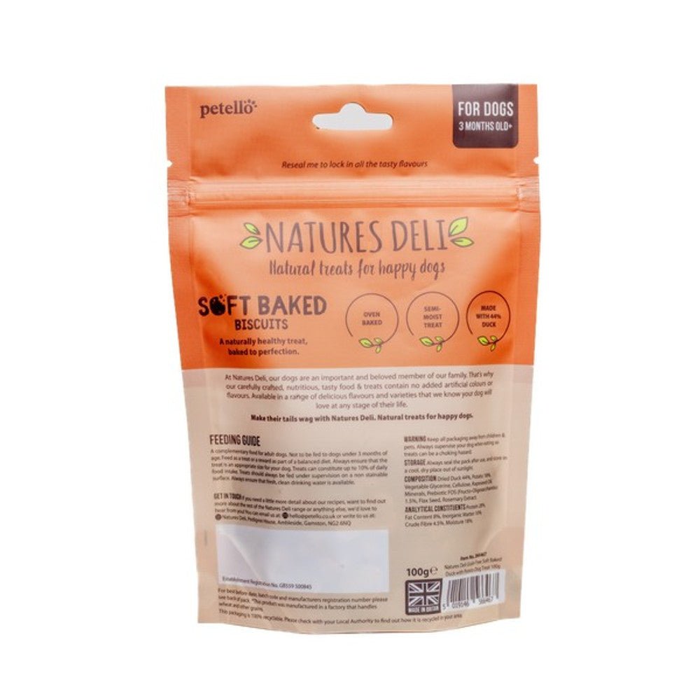 Natures Deli Grain Free Soft Baked Duck With Potato Dog Treat (100g) - Wuffies